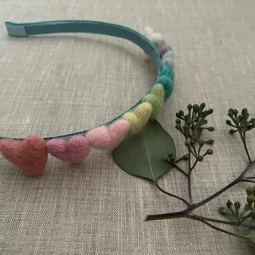 Rainbow Hearts Headband, Blue