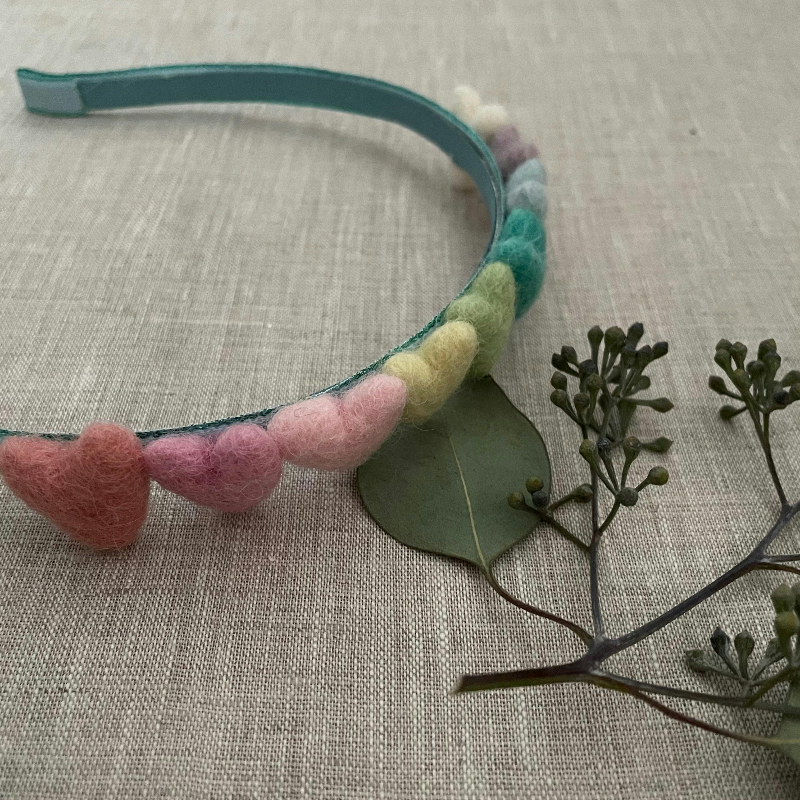 Rainbow Hearts Headband, Blue