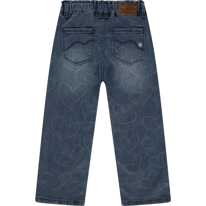 Heart Pattern Wide Leg Jean