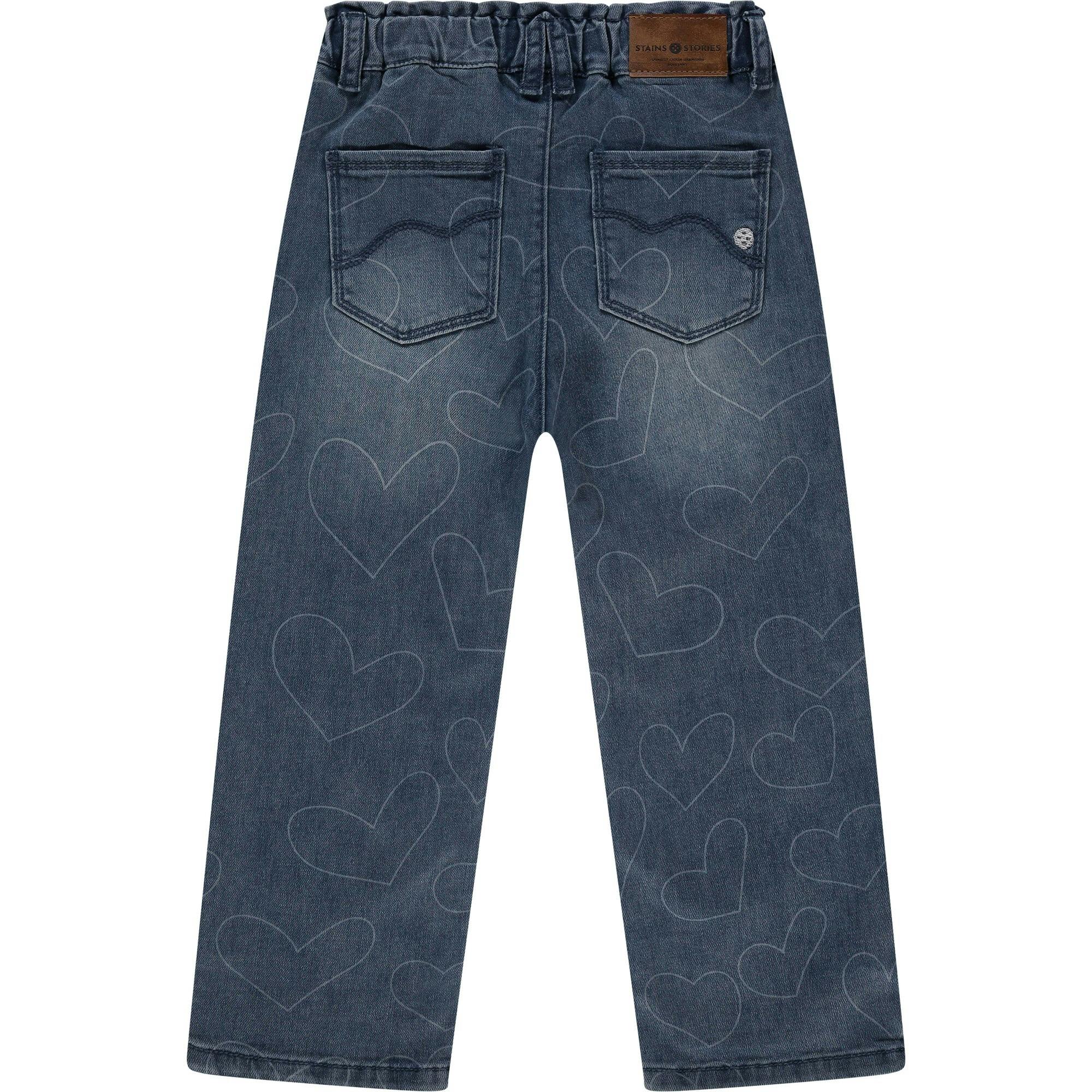 Heart Pattern Wide Leg Jean