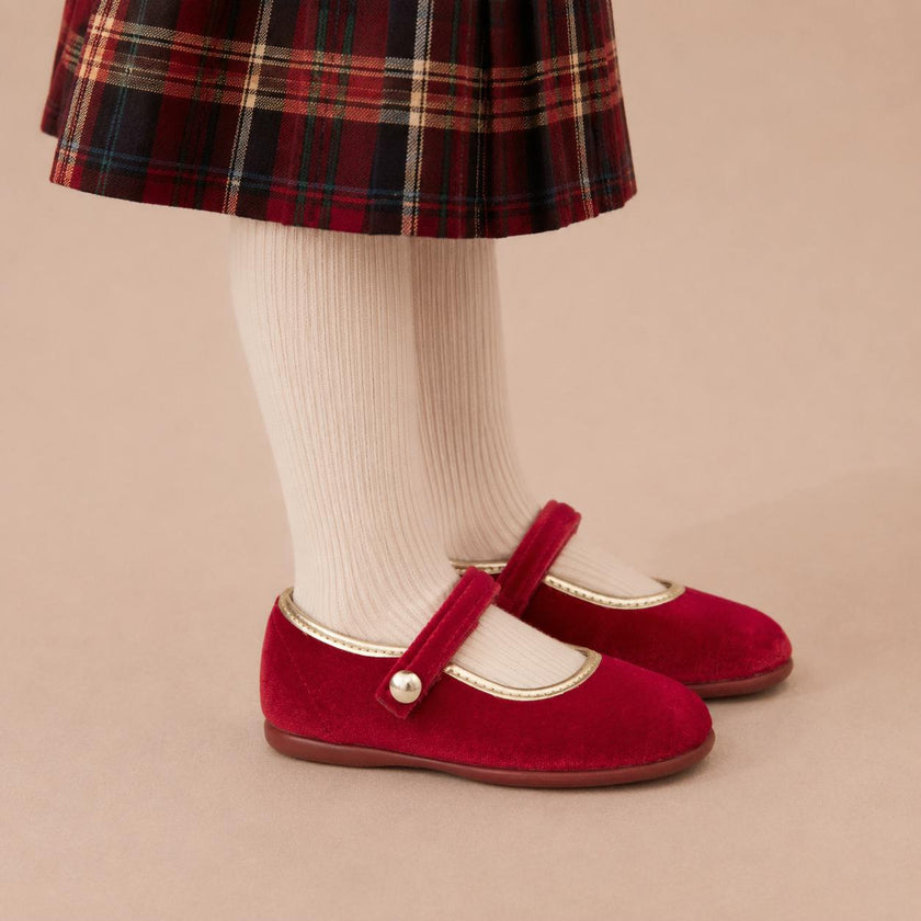 Golden Trim Mary Jane | Red Velvet