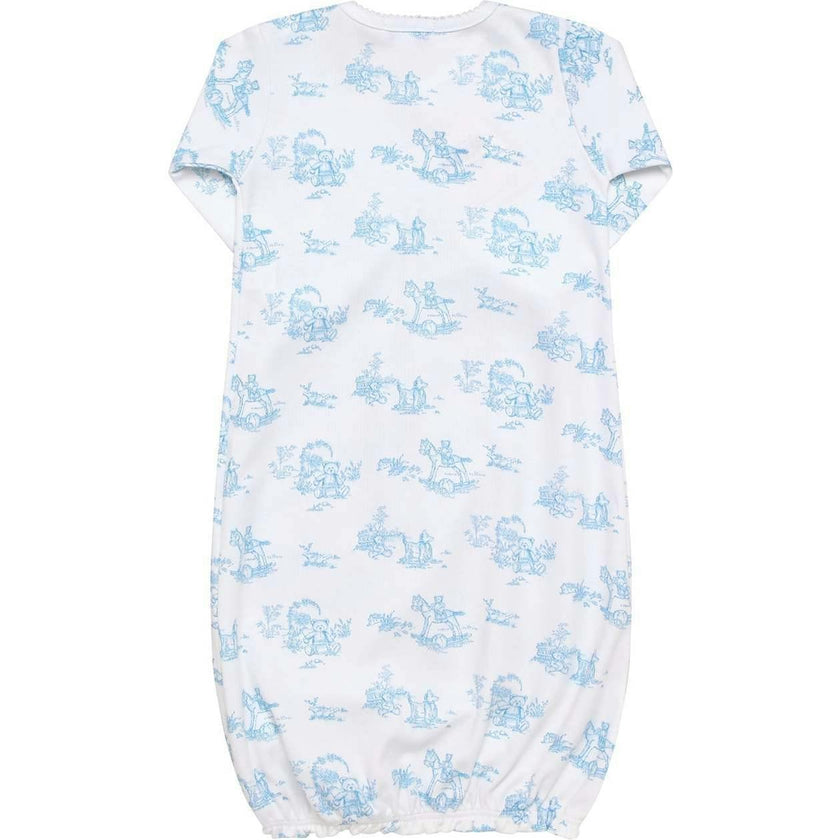 Blue Toile Baby Gown