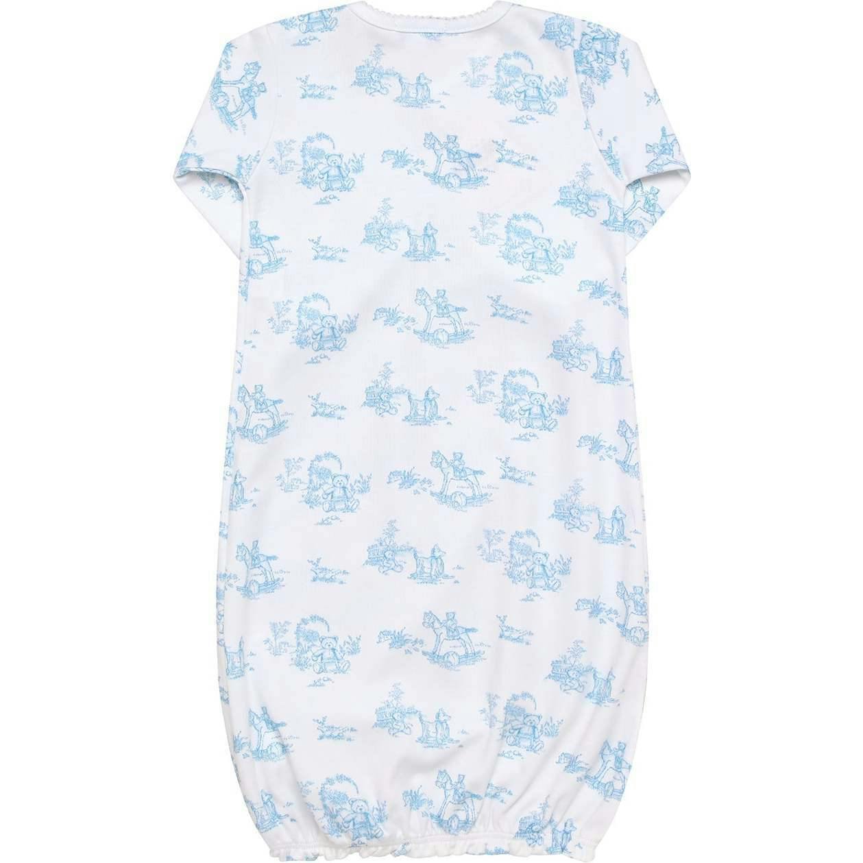 Blue Toile Baby Gown