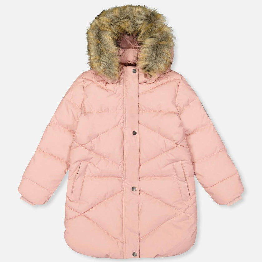 Long Winter Puffer Coat Pale Dusty Pink