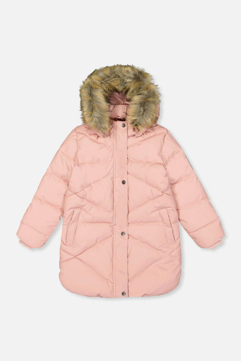 Long Winter Puffer Coat Pale Dusty Pink