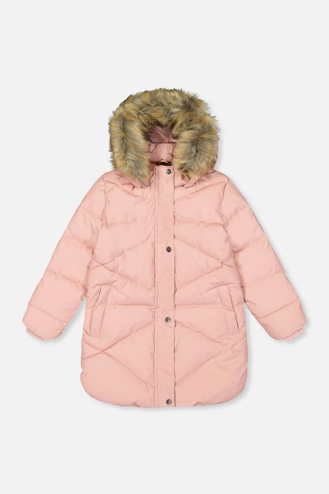 Long Winter Puffer Coat Pale Dusty Pink