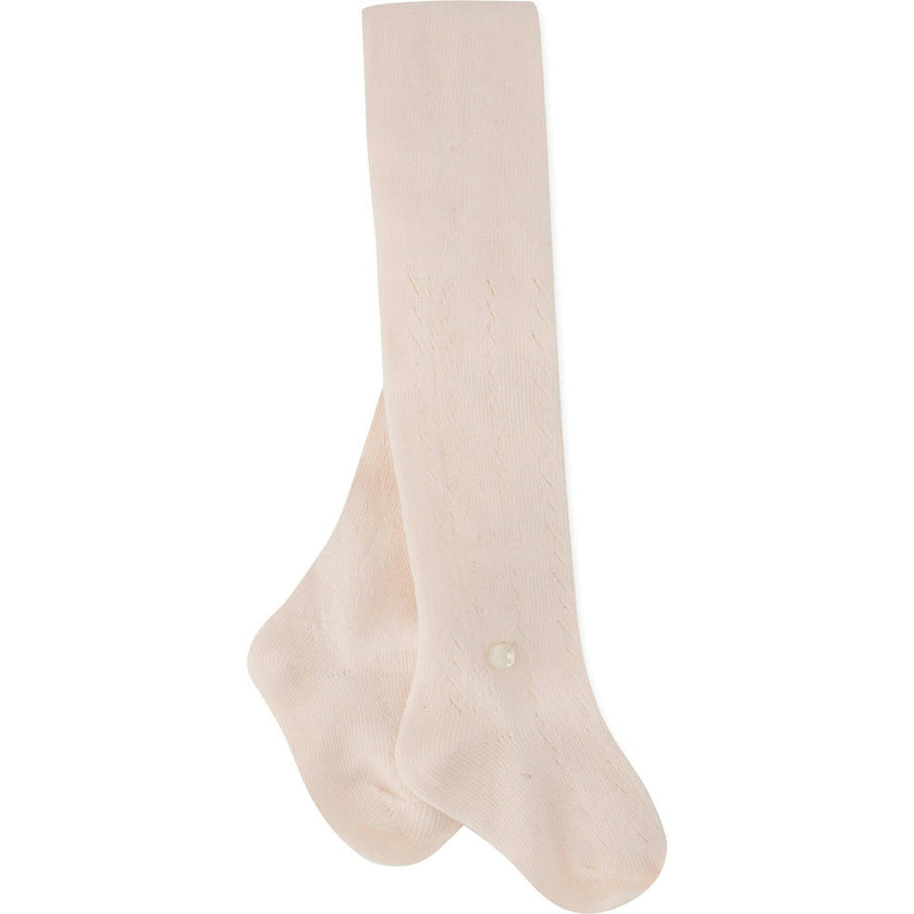 TARTINE ET CHOCOLAT Classic Ribbed Baby Tights - Pink