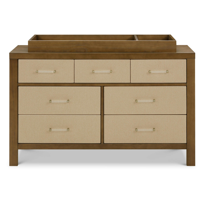 Eloise 7-Drawer Wide Assembled Dresser (56") in Natural Walnut & Performance Sand Eco-Weave