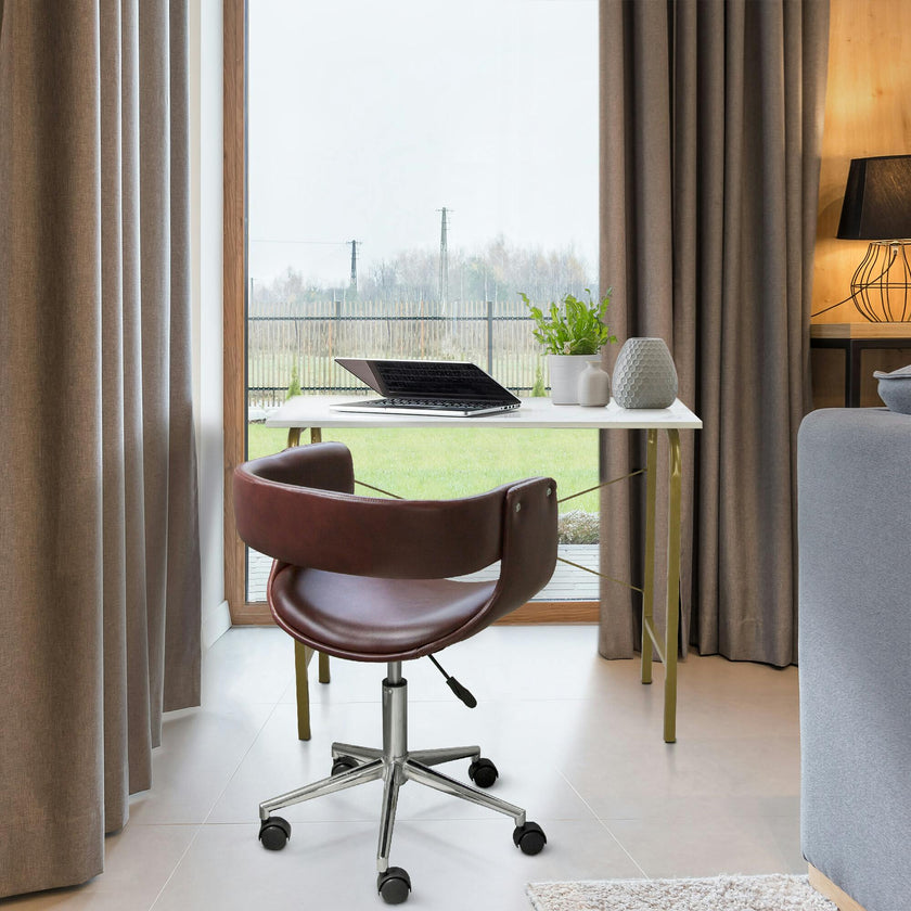 Modern PU Leather Office Chair with Adjustable-Height Ergonomic Mid-Back Seat