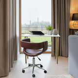Modern PU Leather Office Chair with Adjustable-Height Ergonomic Mid-Back Seat