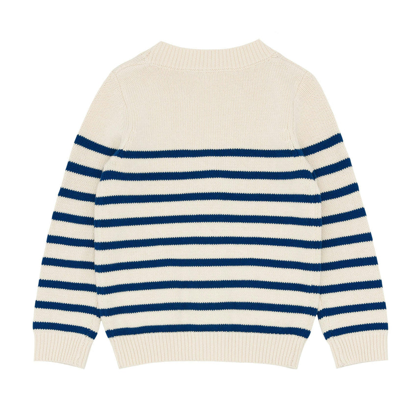 Kids Breton Stripe V-Neck Knit Cardigan