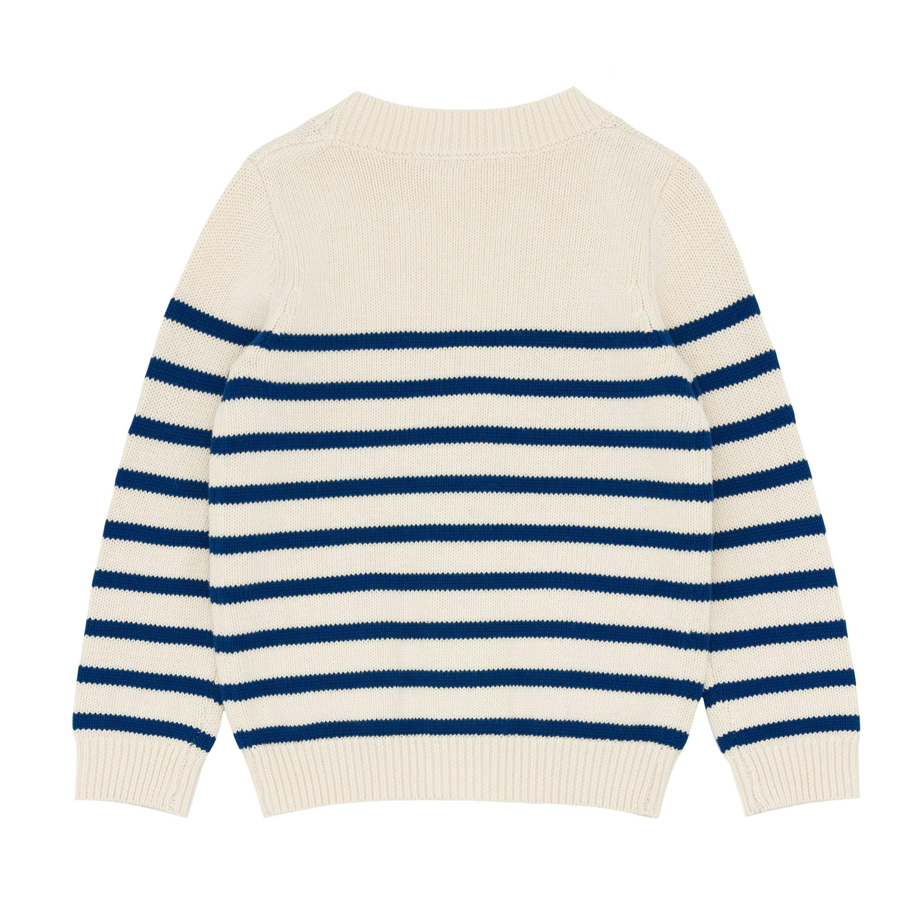 Kids Breton Stripe V-Neck Knit Cardigan