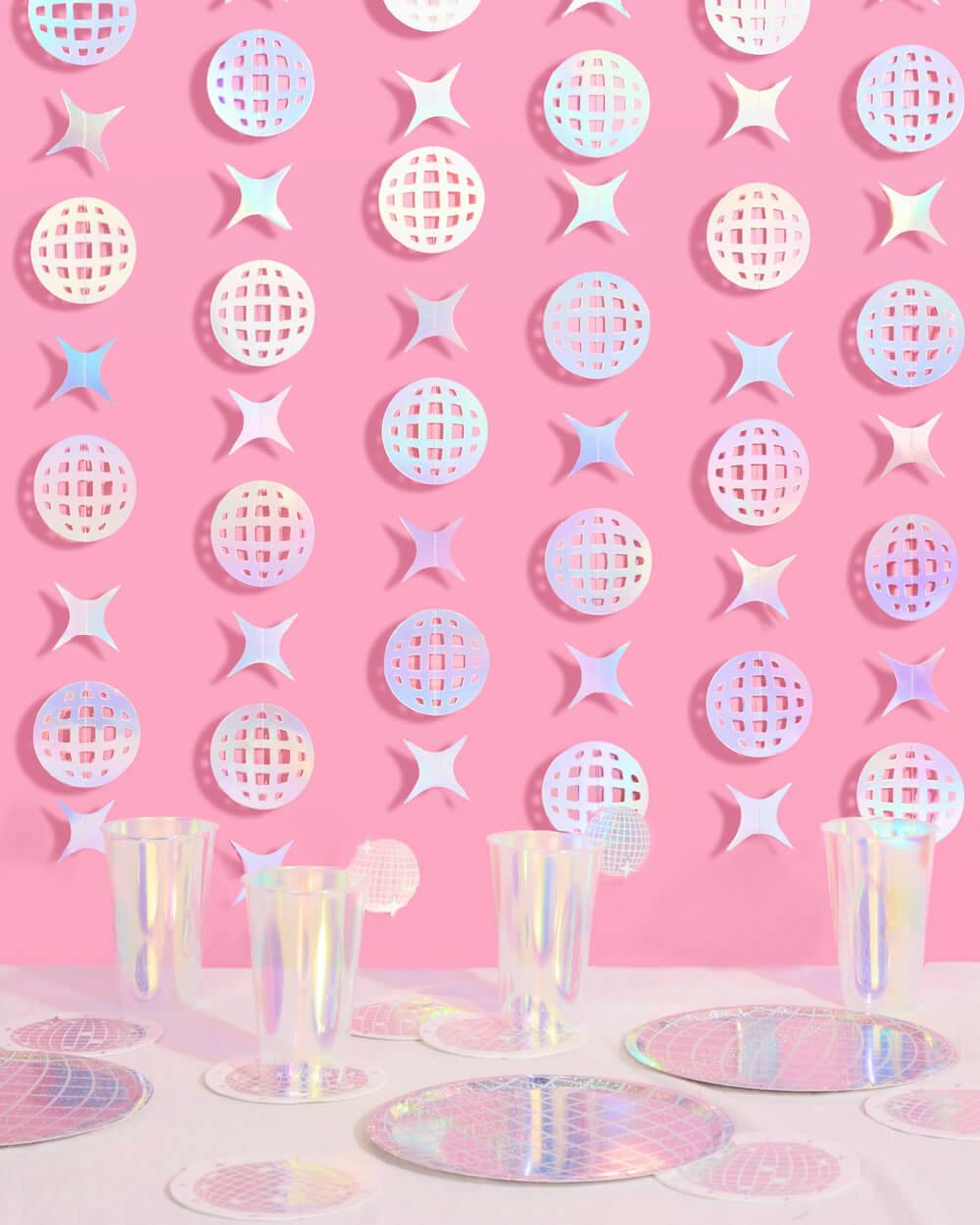 Shimmer Disco Garland - iridescent foil backdrop
