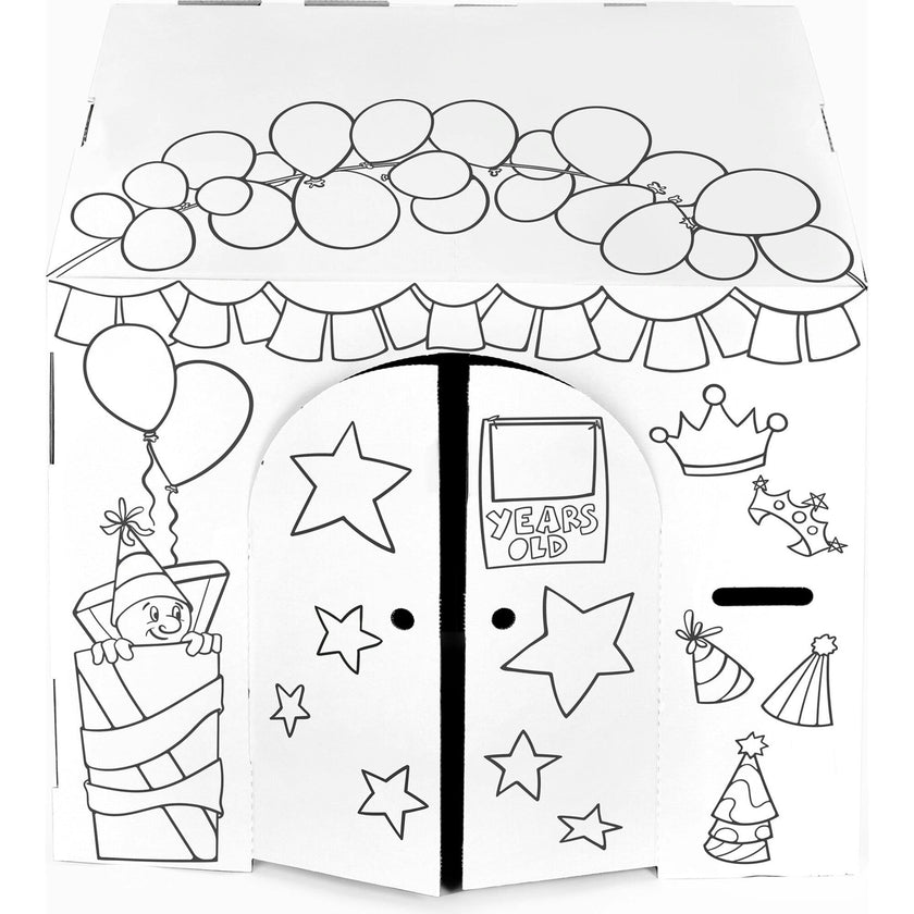 32" x 26.5" x 40.5 Decorate & Personalize Cardboard Playhouse Birthday Edition