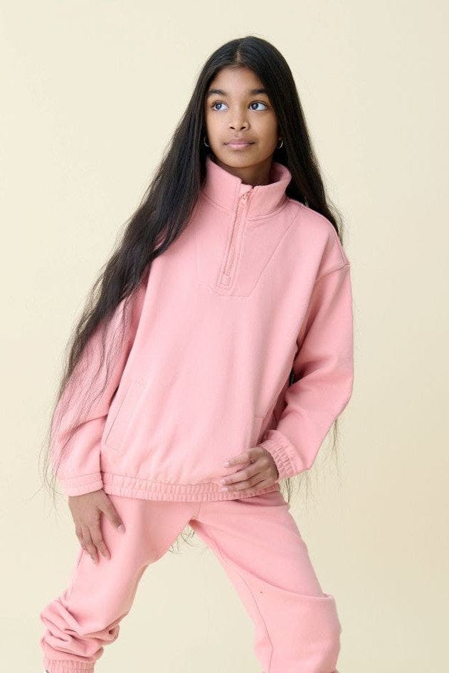 Relaxed Cotton Zip Collar Sweatshirt