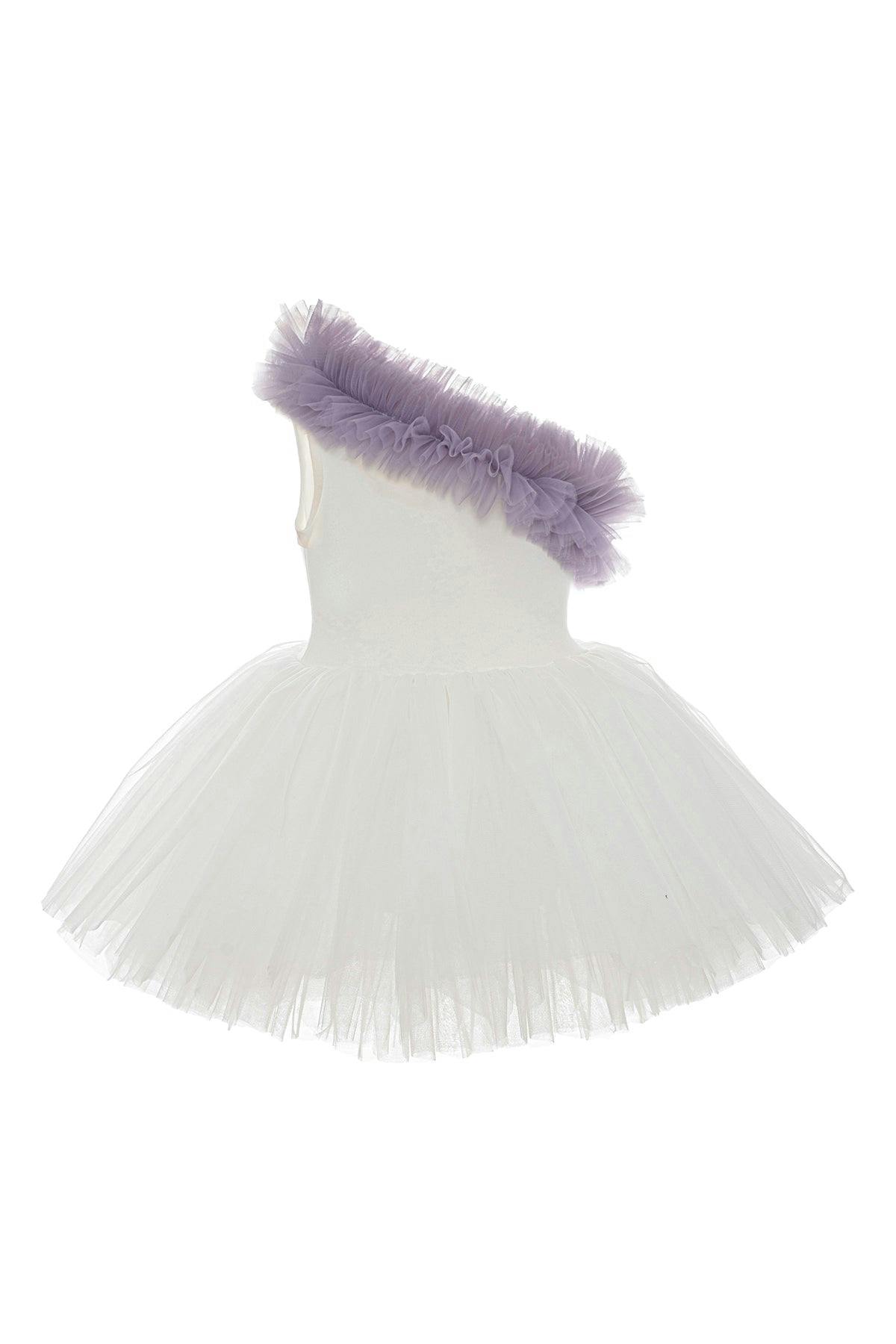 Lilac Ruffle One Shoulder Tutu Dress