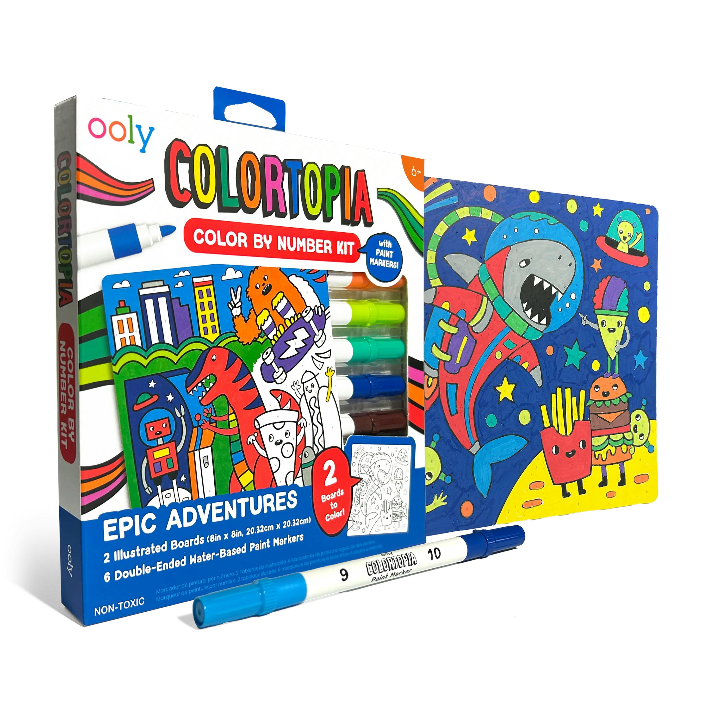 Colortopia Color By Number Paint Marker Kit - Epic Adventures
