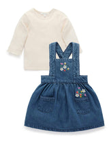 Embroidered Pinnie Set Mid Denim