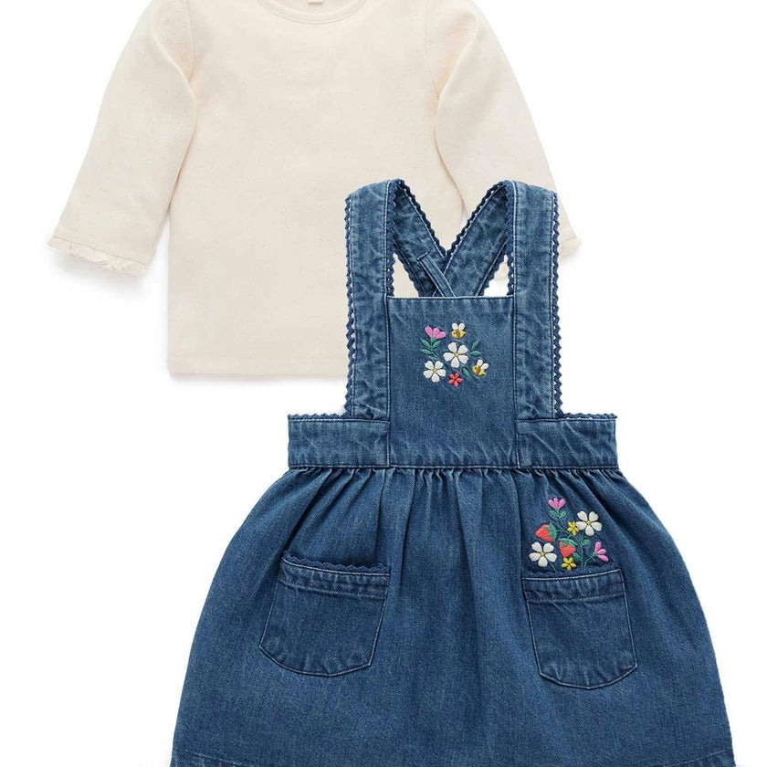 Embroidered Pinnie Set Mid Denim