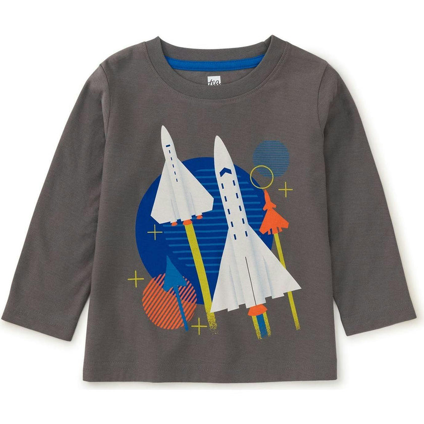 Space Ace Graphic Print Crew Neck Long Sleeve T-Shirt, Multi