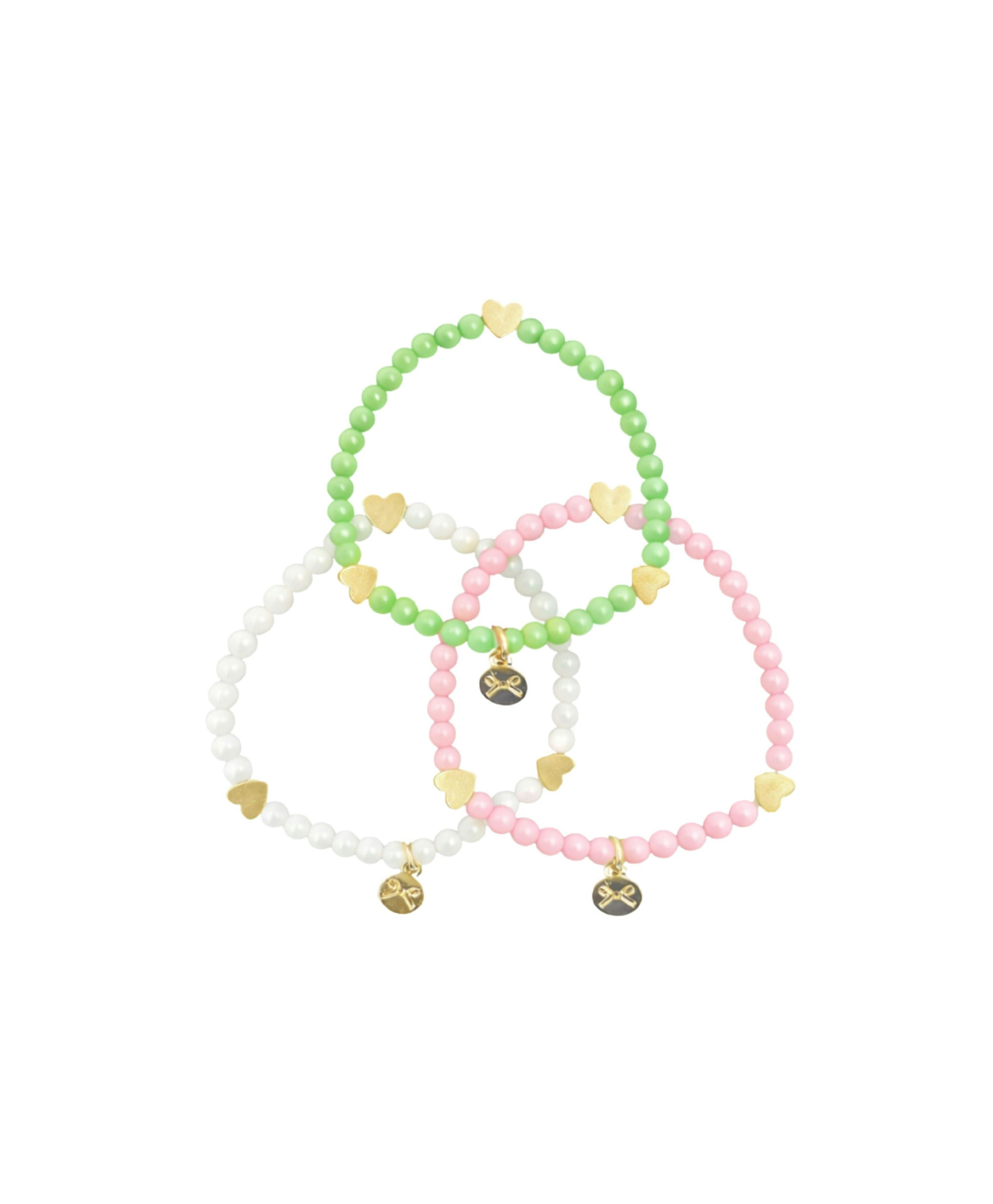 Hearts Bracelet Gift Set - Pink, White, Green