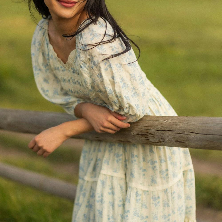 Roselyn Dress in Ivory Porcelain Fleur