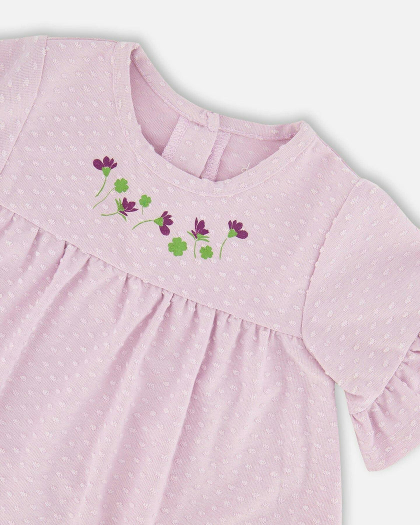 Jersey Tunic And Cotton Capri Set Lavender And Green Printed Flowers
