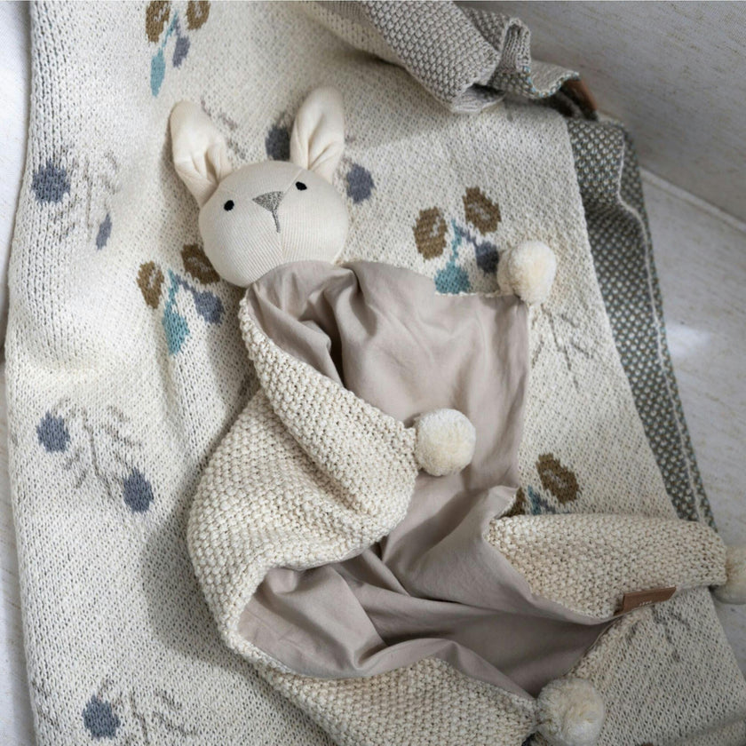 Avery Organic Cotton Baby Lovey Blanket (Ollie The Bunny)