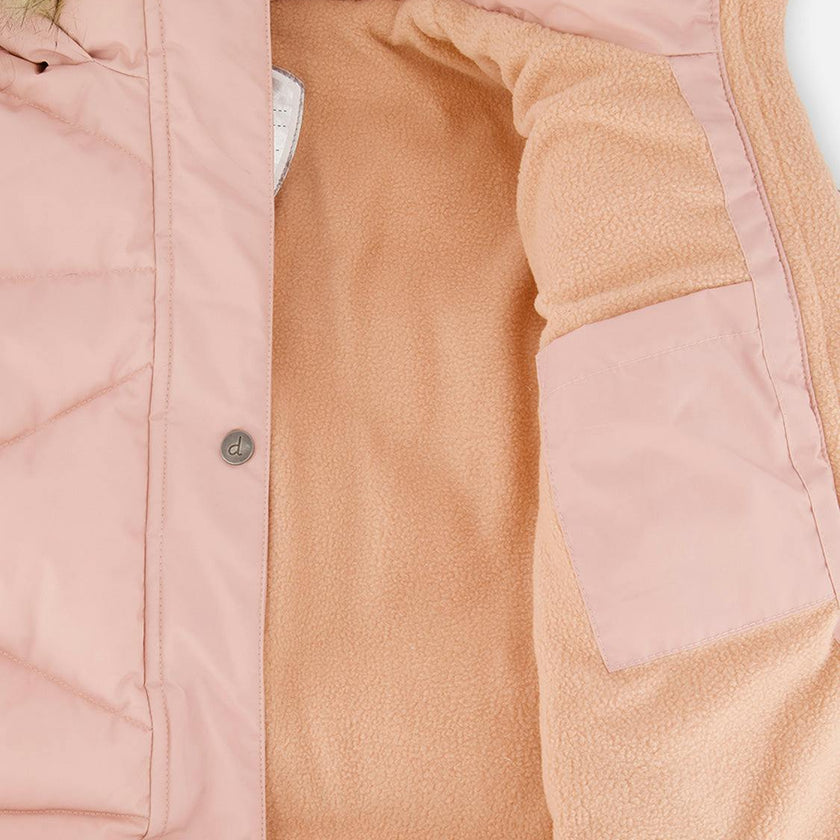 Long Winter Puffer Coat Pale Dusty Pink