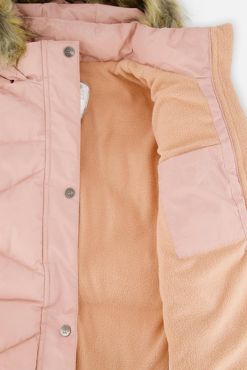 Long Winter Puffer Coat Pale Dusty Pink