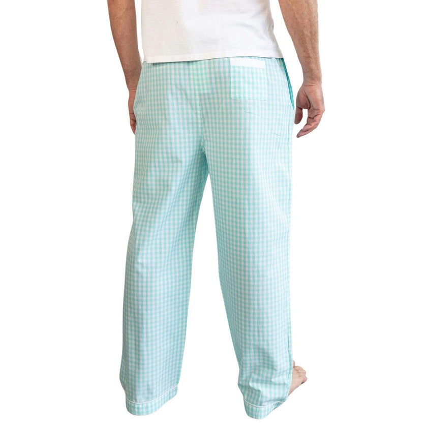 Men's Hepburn Gingham Mint PJ Pants - Organic Cotton Poplin