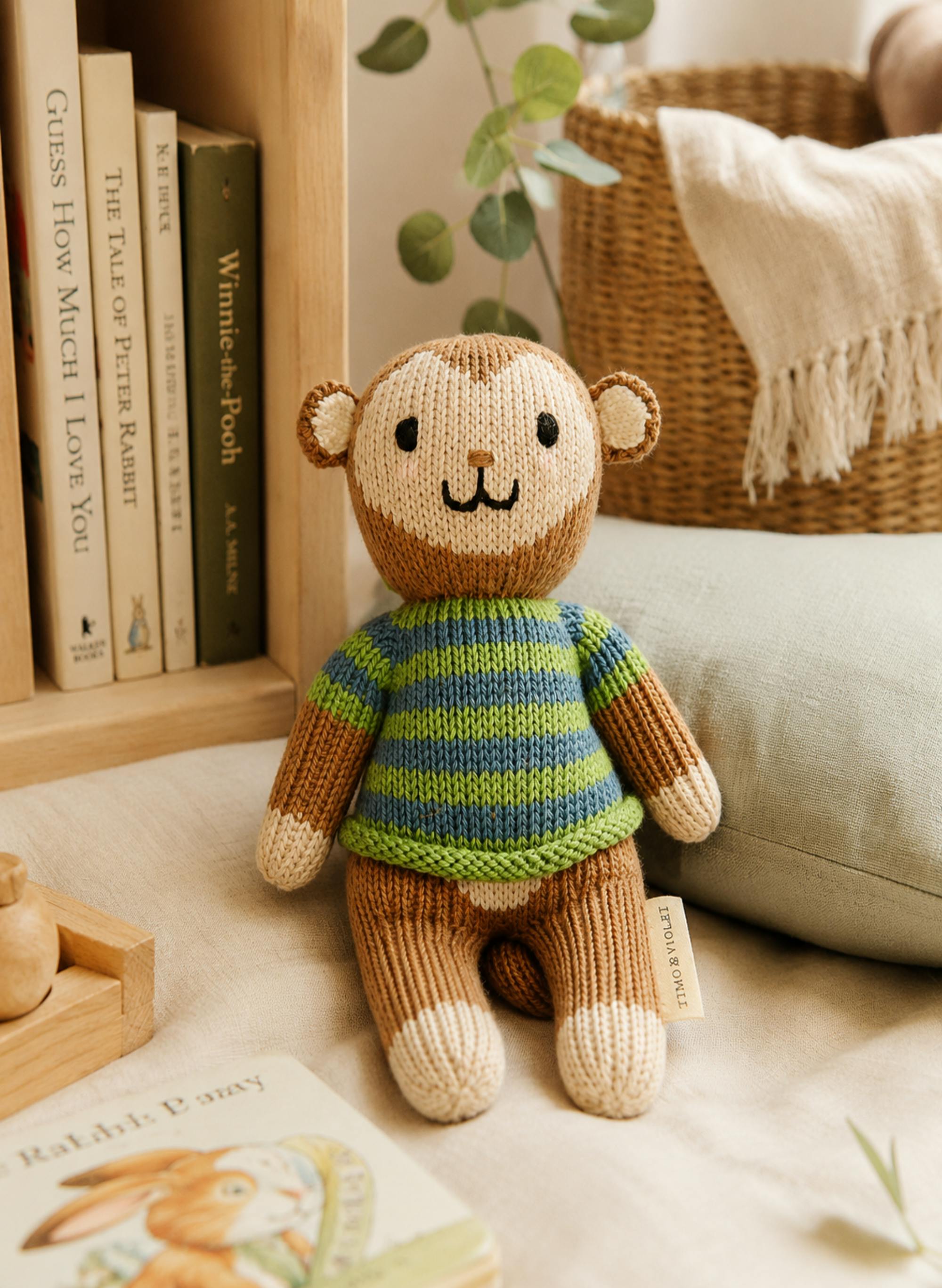 Marlow the Monkey - Tuckling Organic Hand-knit Doll