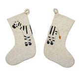 Zebra Double Sided Cream Hand Felted Wool Kids Christmas Stocking Cream Arcadia Home