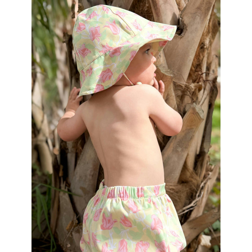 Nonsuch Swim Bloomer in Yellow with Pink Bougainvillea