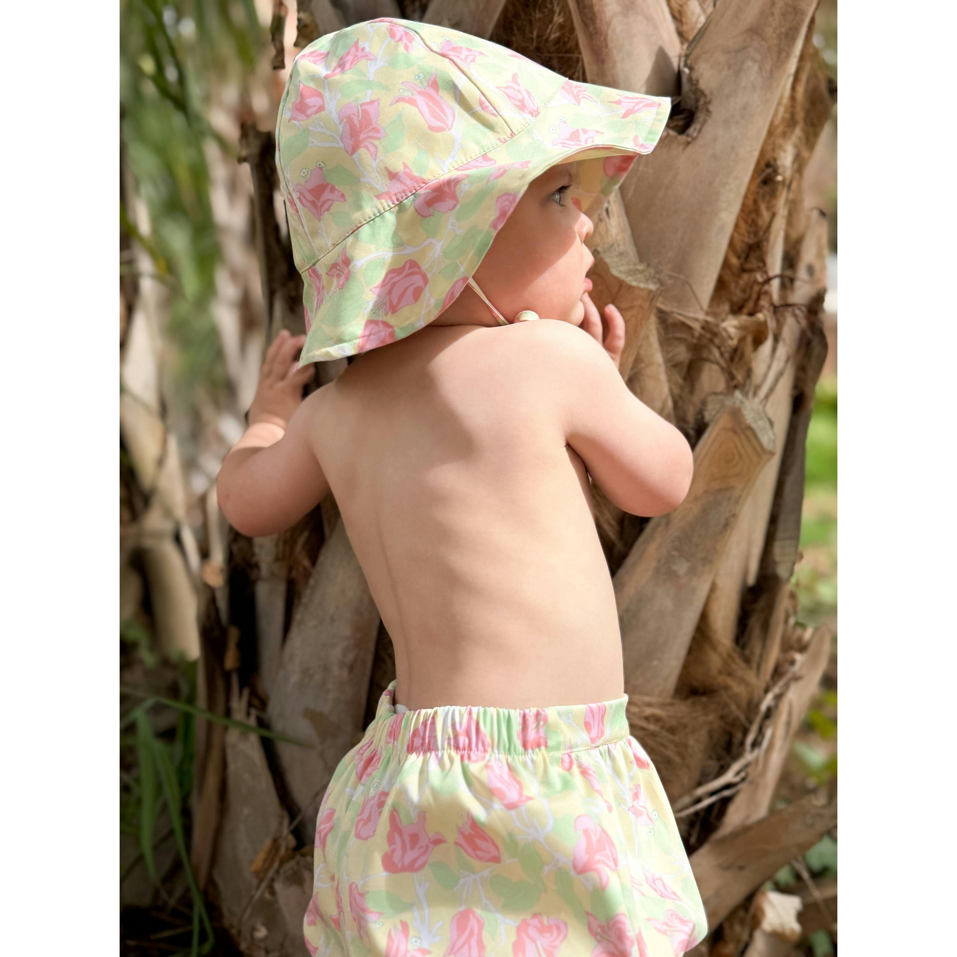 Nonsuch Swim Bloomer in Yellow with Pink Bougainvillea