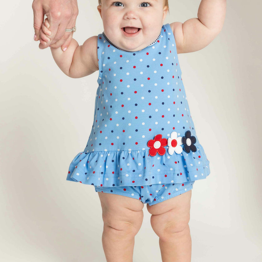 Printed Knit Romper With Flowers