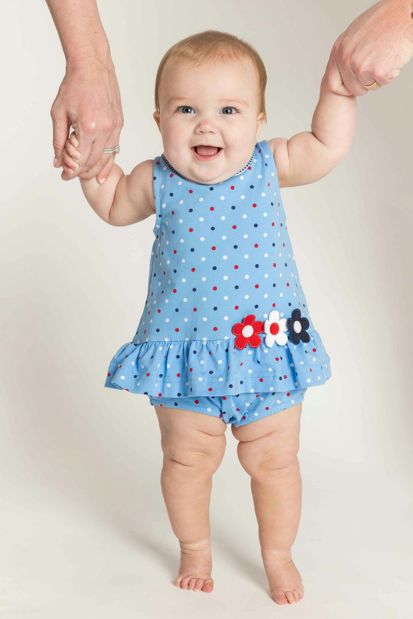 Printed Knit Romper With Flowers