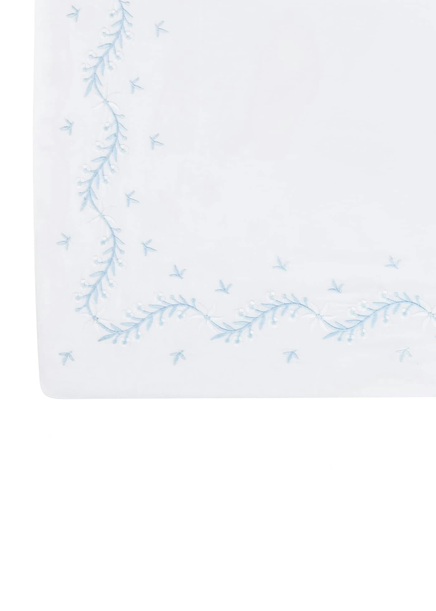 Embroidered Crib Sheet - Sky