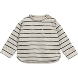 Jersey Striped Crew Neck Long Sleeve 2-Button Shoulder Pocket T-Shirt