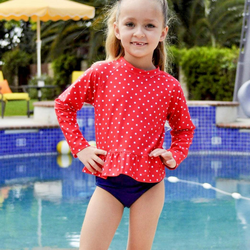 Polka Dot Rashguard Swimsuit
