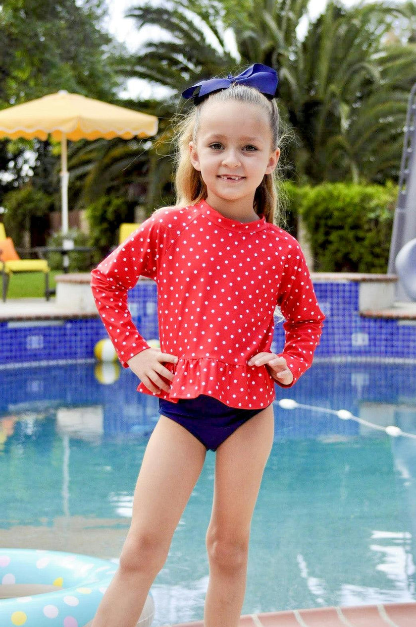 Polka Dot Rashguard Swimsuit