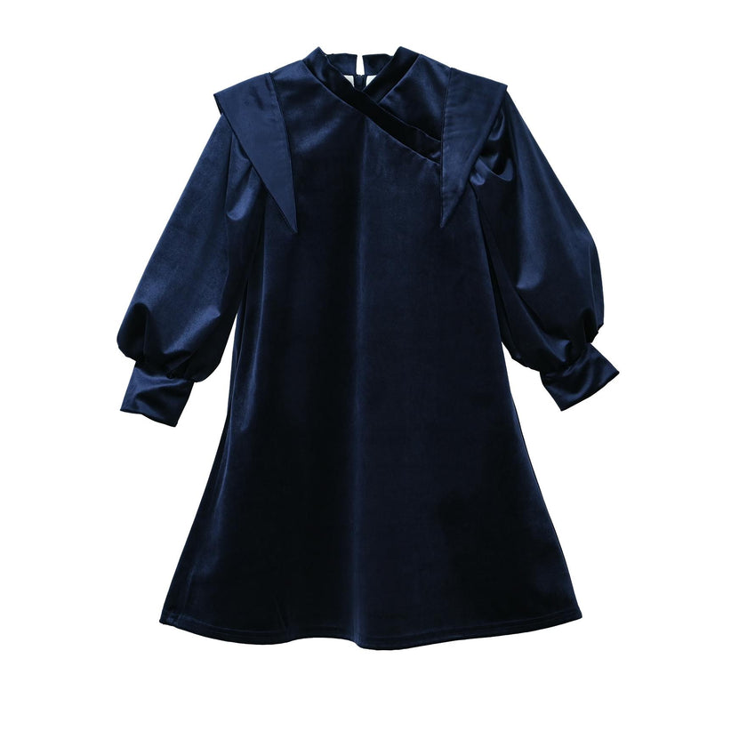 Levi dress (dark-sapphire-blue velvet)