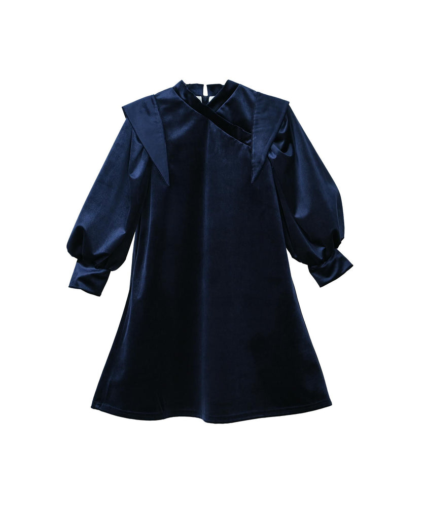 Levi dress (dark-sapphire-blue velvet)