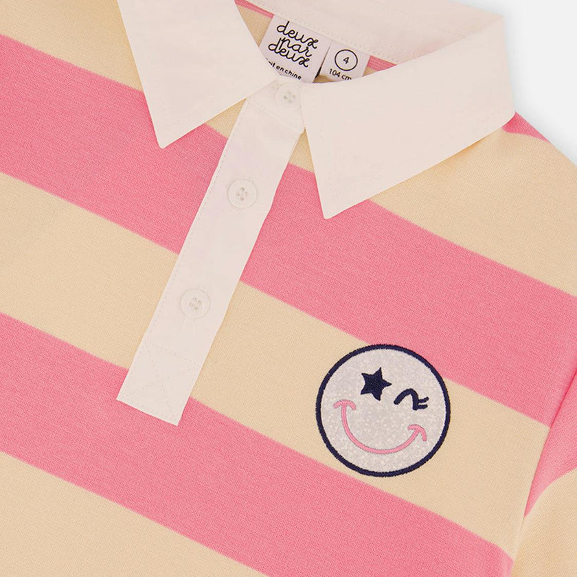 Polo Top Pink and Beige Stripes