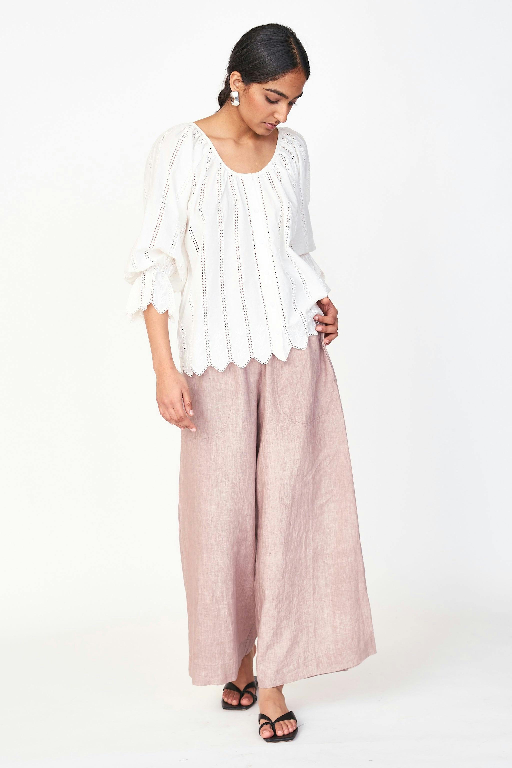 Seville Top in White Vine Eyelet