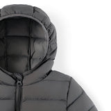 Gray Down Quilted Hooded Puffer Jacket