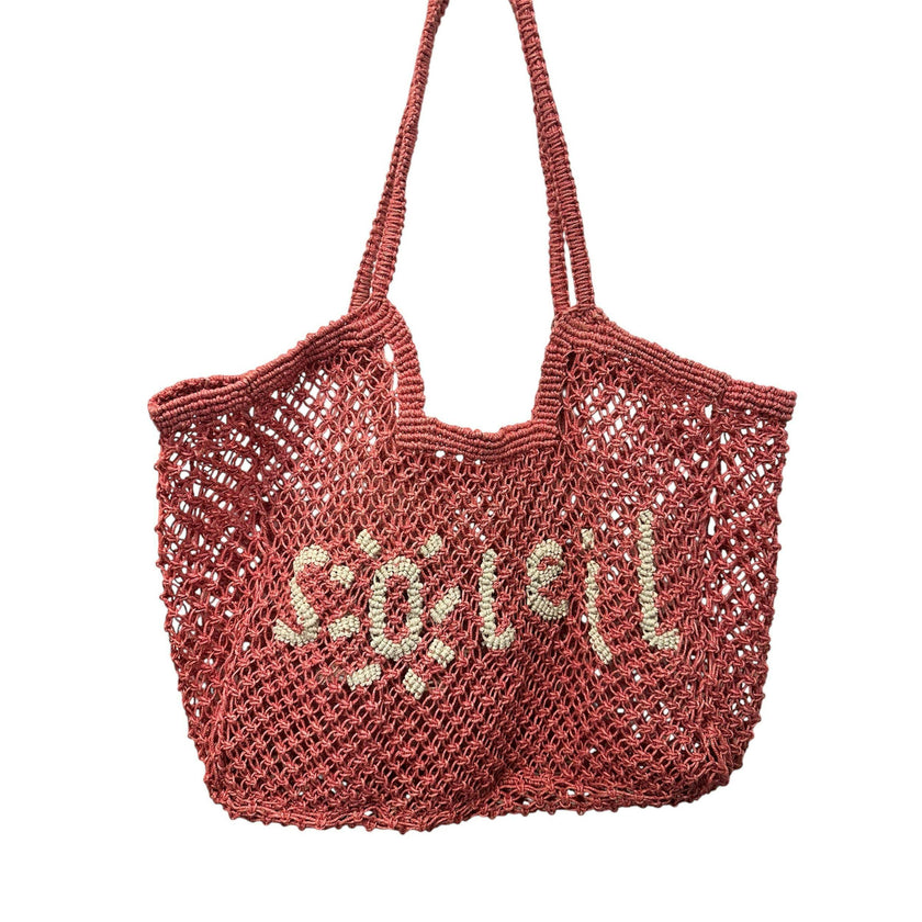 St Jean Jute Beach Tote "Soleil", pink