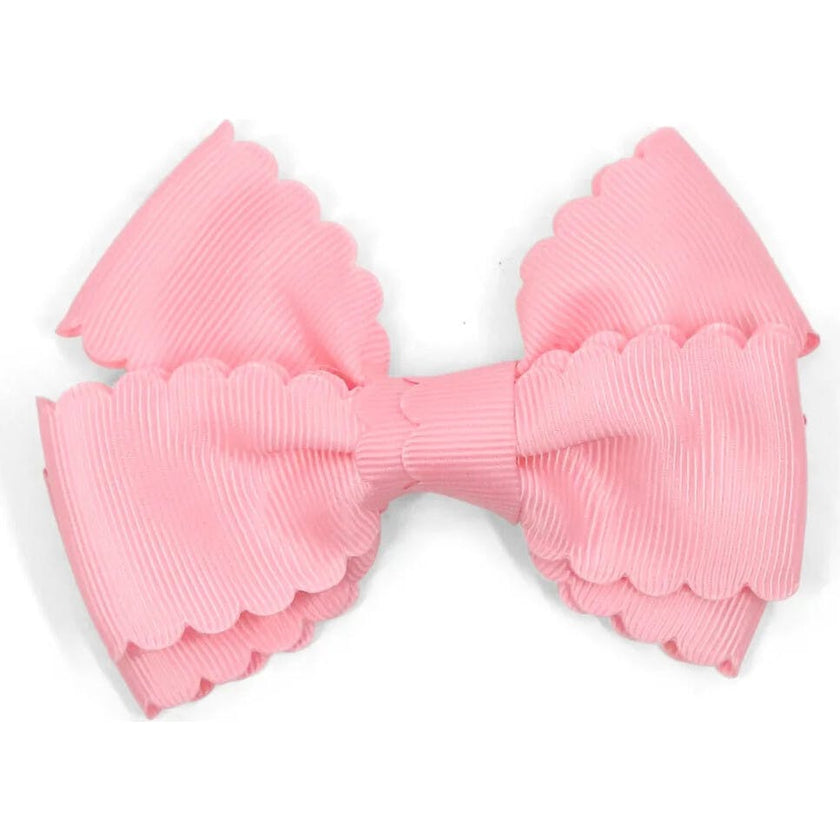 Grosgrain Scalloped Bow Hair Clip (Pink)