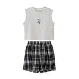 Gray Fish Plaid Set