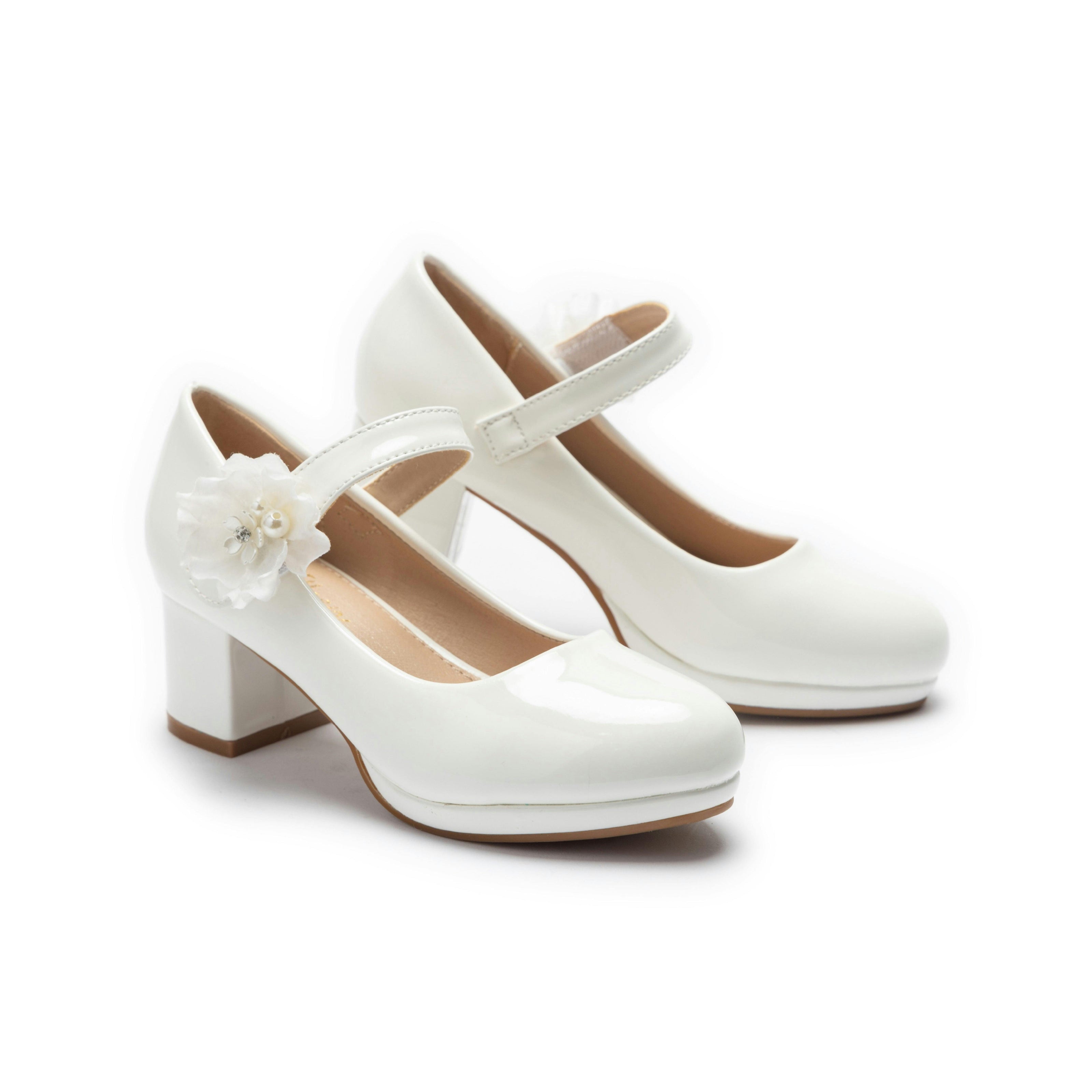 White Evelisse Flower Mary Jane Shoes